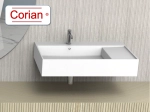 Vasque lavabo design rectangulaire, suspendu ou à poser, Couleur blanc mat, Finition lisse, Solid-Surface Corian®, Taille : 80 x 49 x 15 cm - Stock disponible ! LIVRAISON OFFERTE